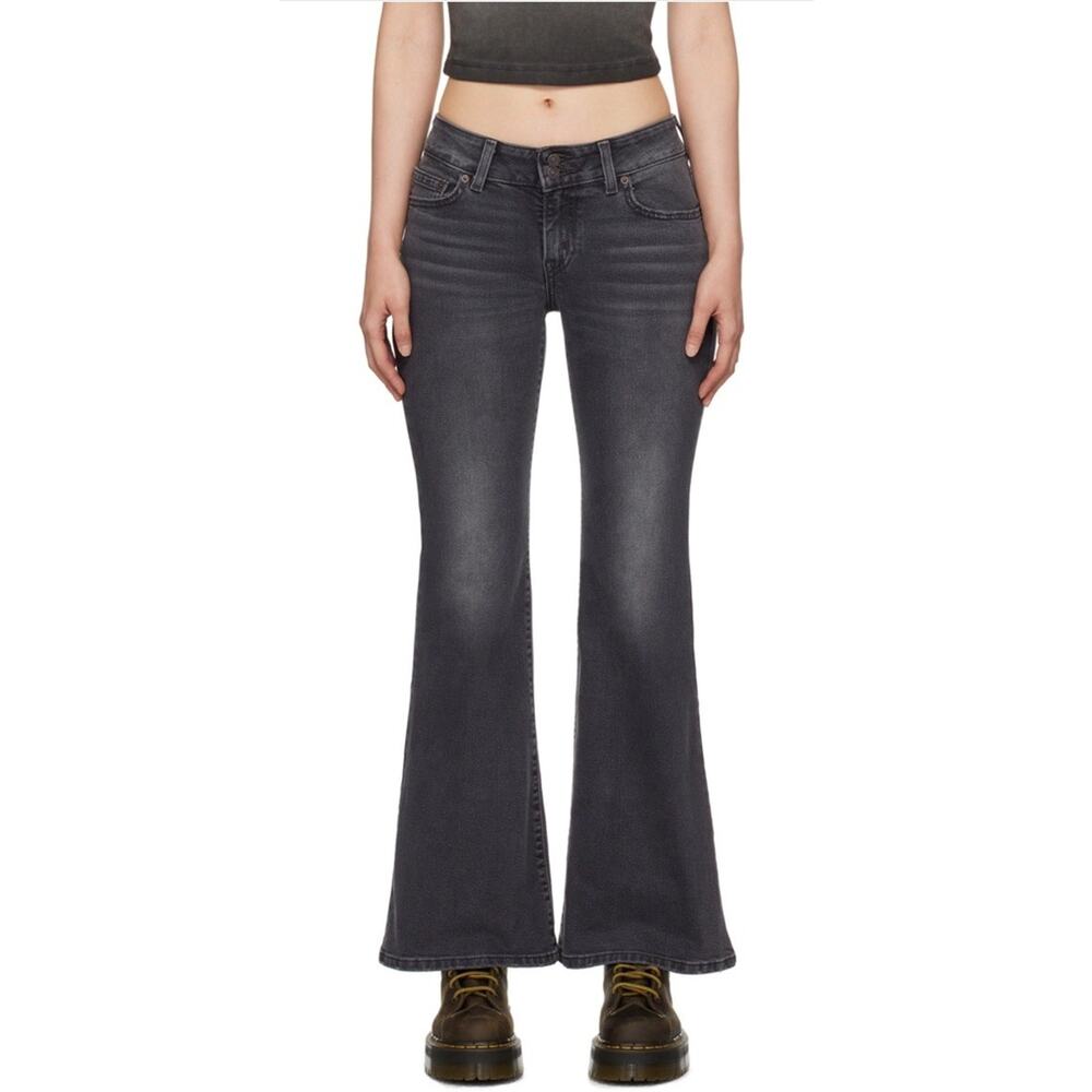 Levi's Women's Superflow Flare 34x32 Black Denim 2 Button Waist Jeans NWT